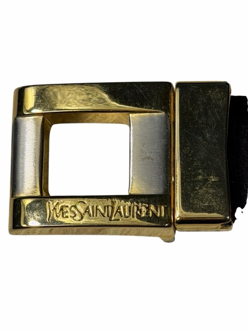 Yves Saint Laurent black vintage gold hardware skinny waist belt black size 40